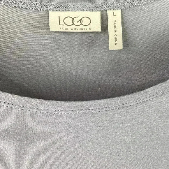 LOGO Lori Goldstein Tank Top Womens L Gray Sleeveless Rayon Blend Knit - Picture 4 of 4